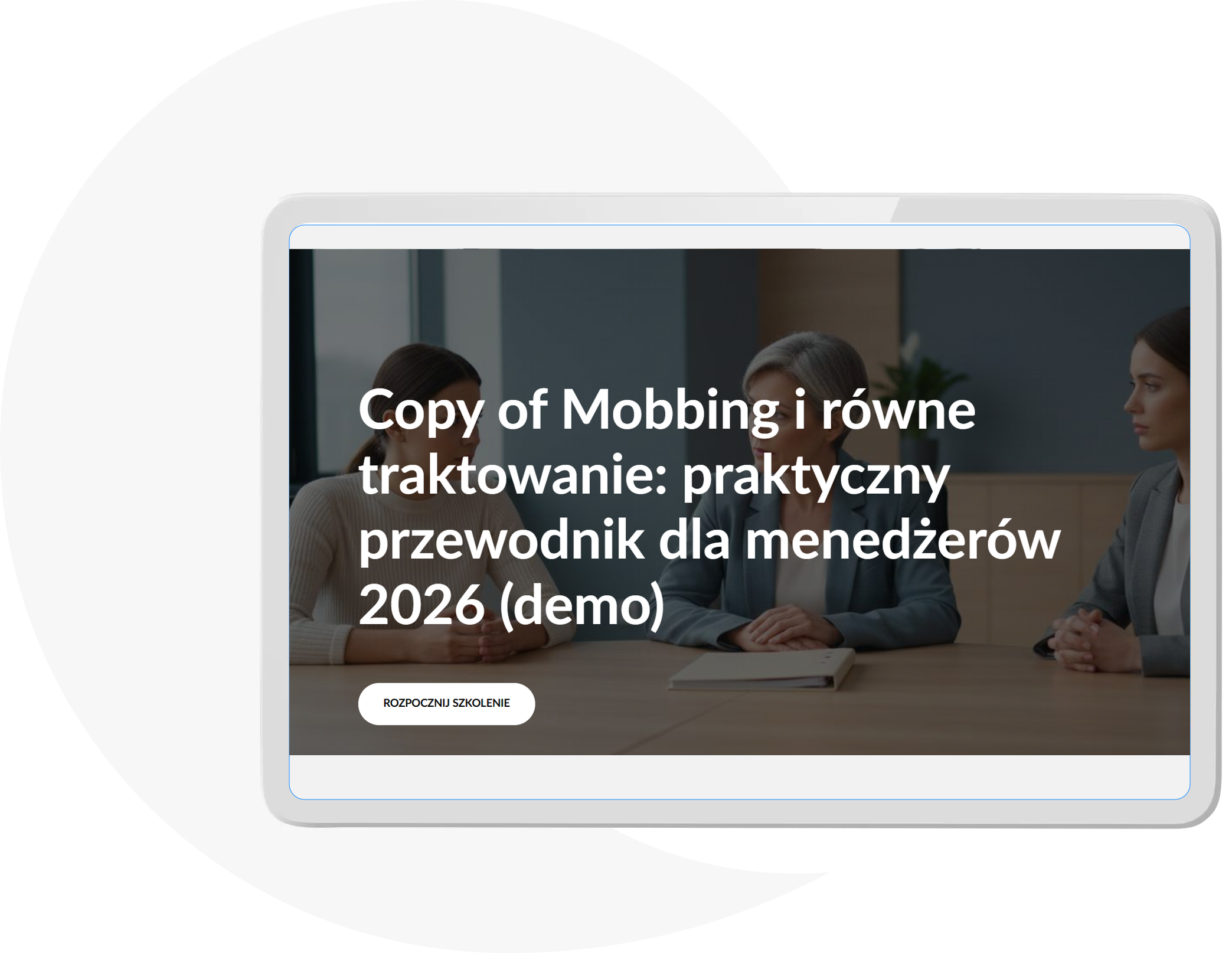 Ekran startowy szkolenia dla menedżerów